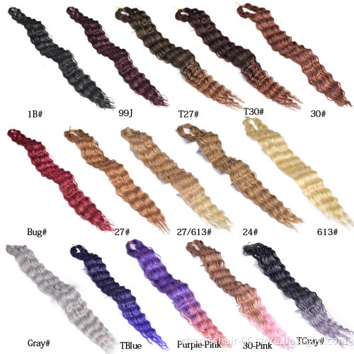 Wholesale Natural Ombre Curly Water Wave Crochet Braids Hair Pre Stretched 30 Inches New Deep Wave Synthetic Hair Extensions